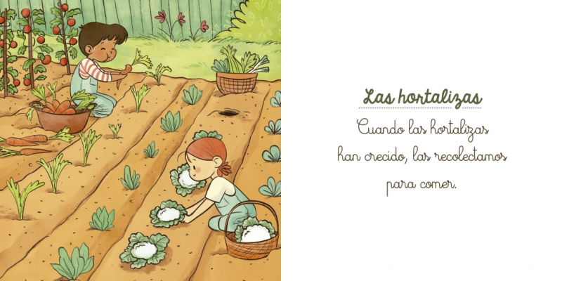 Creciendo con Montessori. Libro de Cartón - el Huerto-3
